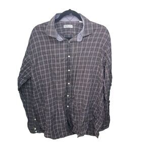 Jack Stone Mens Sz XL Brown Plaid Long Sleeve Button Down Shirt